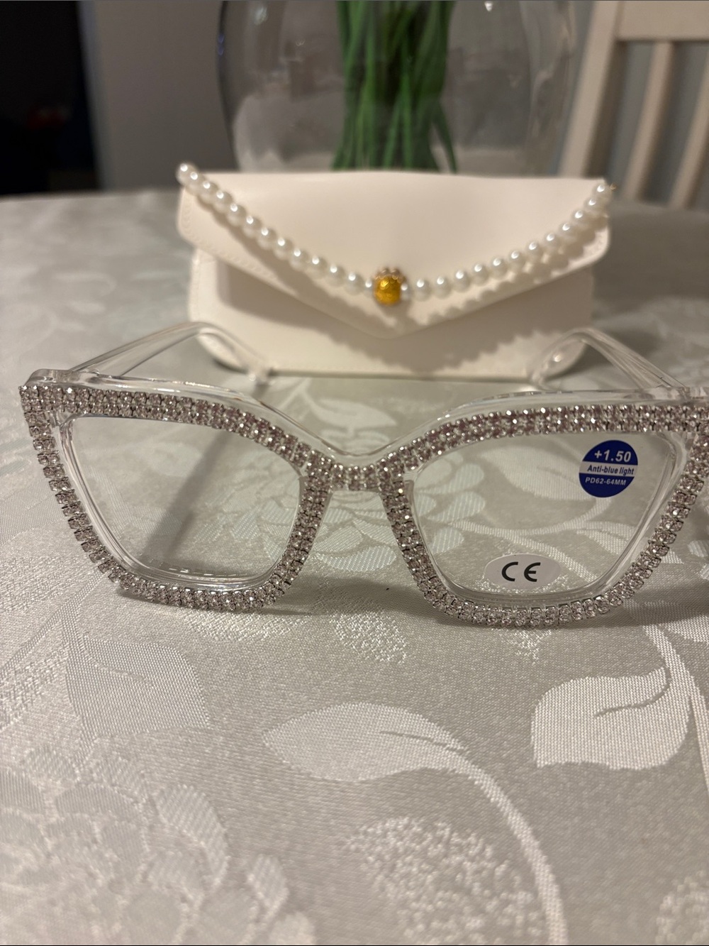 Clear Crystal Accent Reading Glasses +1.50